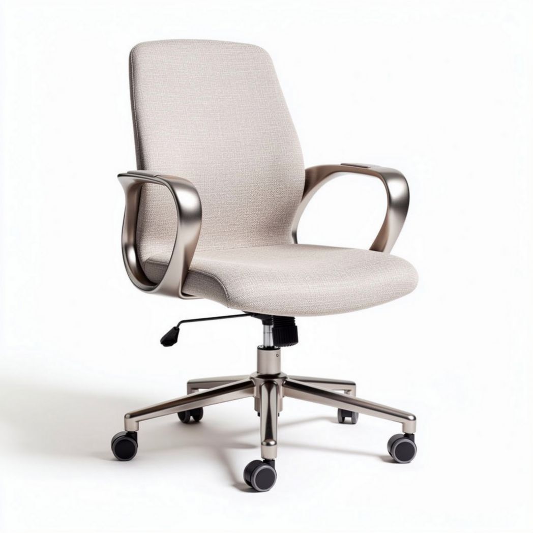 Office chair with adjustable height and ergonomic design in light gray fabric