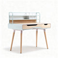 Wooden desk with storage shelf and two drawers in light blue finish 100 x 50 x 75cm