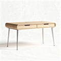 Wooden desk with metal legs and two drawers 100 x 60 x 75cm