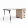 Modern office desk with three drawers in light oak finish 150 x 75 x 75cm