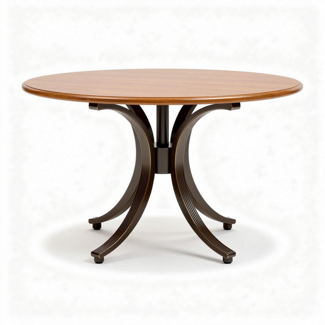 Round wooden dining table with metal base 120 x 120 x 75cm