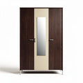 Wooden wardrobe with mirror front doors and sleek metal legs 200 x 100 x 50cm