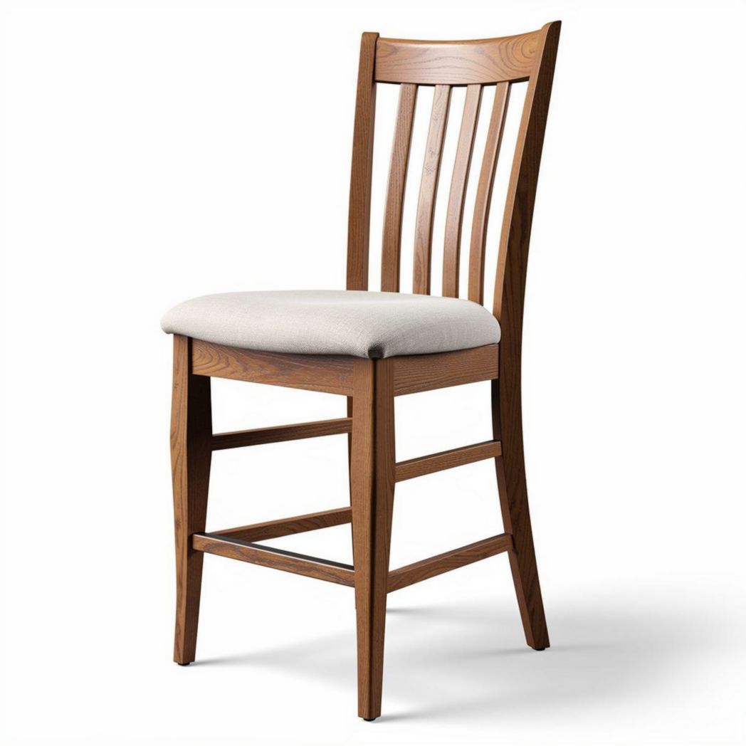 Wooden bar stool with cushioned seat in natural finish 45 x 45 x 100cm