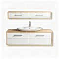 Bamboo bathroom vanity with ceramic sink and wall-mounted storage 120 x 40 x 30cm