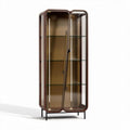 Glass display cabinet with wooden frame and sliding doors 40 x 20 x 120cm