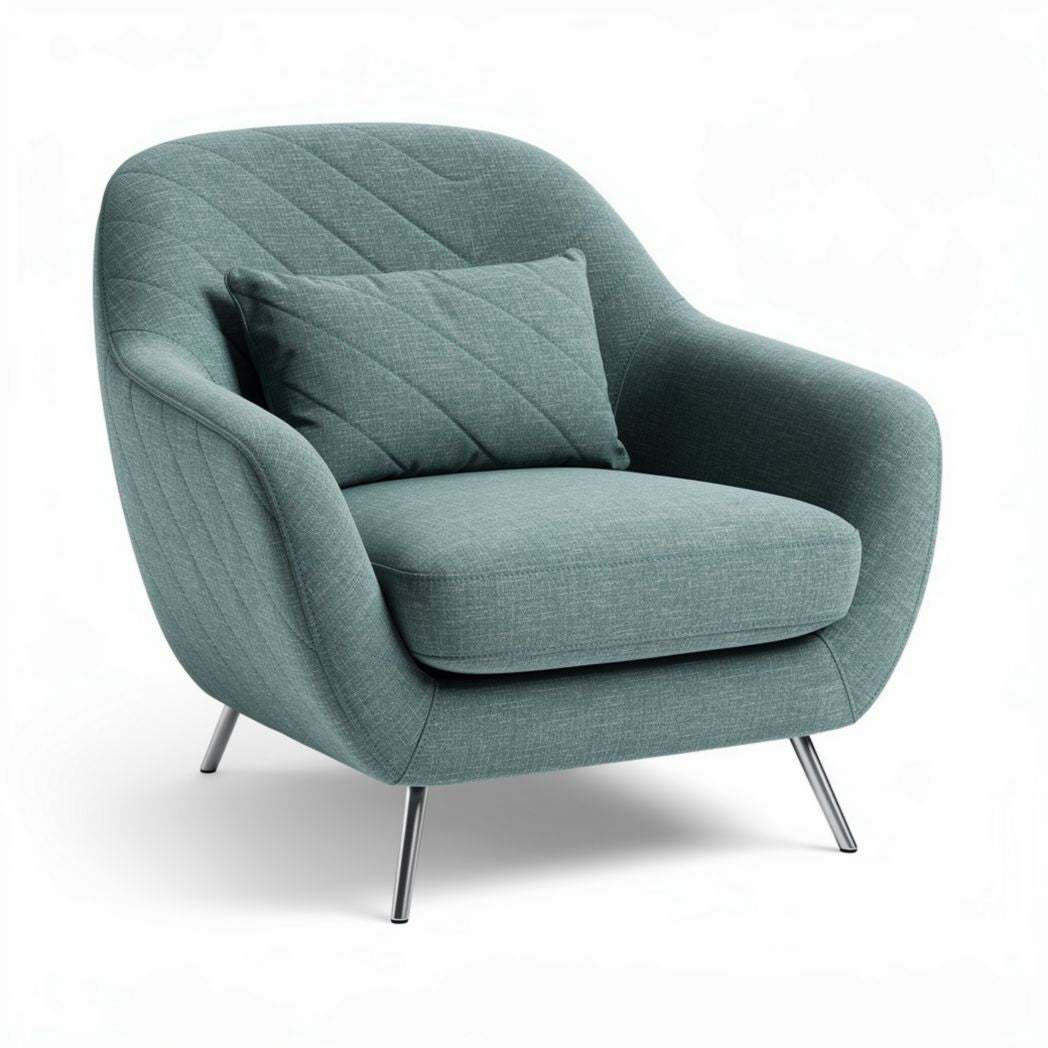 Fabric armchair with pillow in teal color measuring 90 x 85 x 80cm
